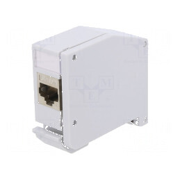 Adaptor Cat 6a Keystone RJ45 soclu x2 gri pentru şină DIN | Electronic-mag.ro | Componente Electronice