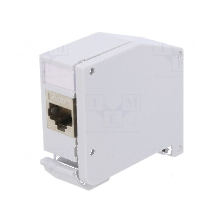 Adaptor Cat 6a Keystone RJ45 soclu x2 gri pentru şină DIN | Electronic-mag.ro | Componente Electronice