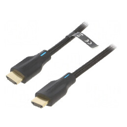 Cablu HDMI 2.1 cu mufe HDMI, PVC textil negru | Electronic-mag.ro | Componente Electronice