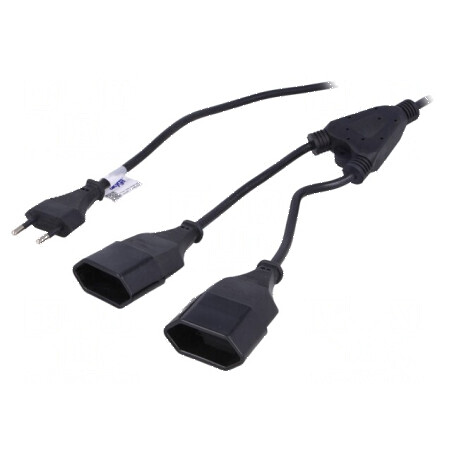 Cablu CEE 7/16 (C) 2x0,75mm2 Soclu x2 Mufă PVC | Electronic-mag.ro | Componente Electronice