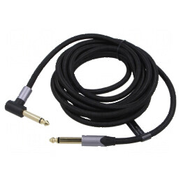 Cablu Jack 6,35mm cu conector unghiular, 3m, negru | Electronic-mag.ro | Componente Electronice