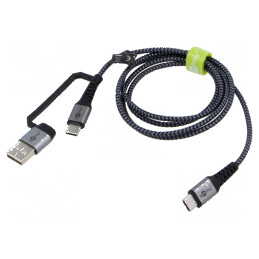 Cablu USB 2.0 A la C 1m negru și gri | Electronic-mag.ro | Componente Electronice