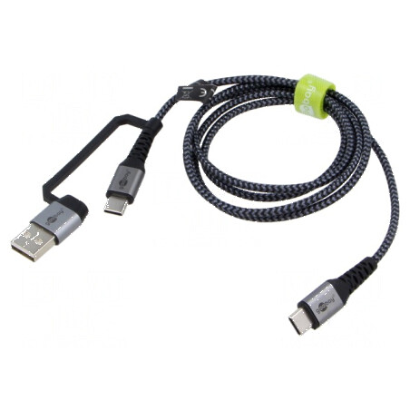 Cablu USB 2.0 A la C 1m negru și gri | Electronic-mag.ro | Componente Electronice