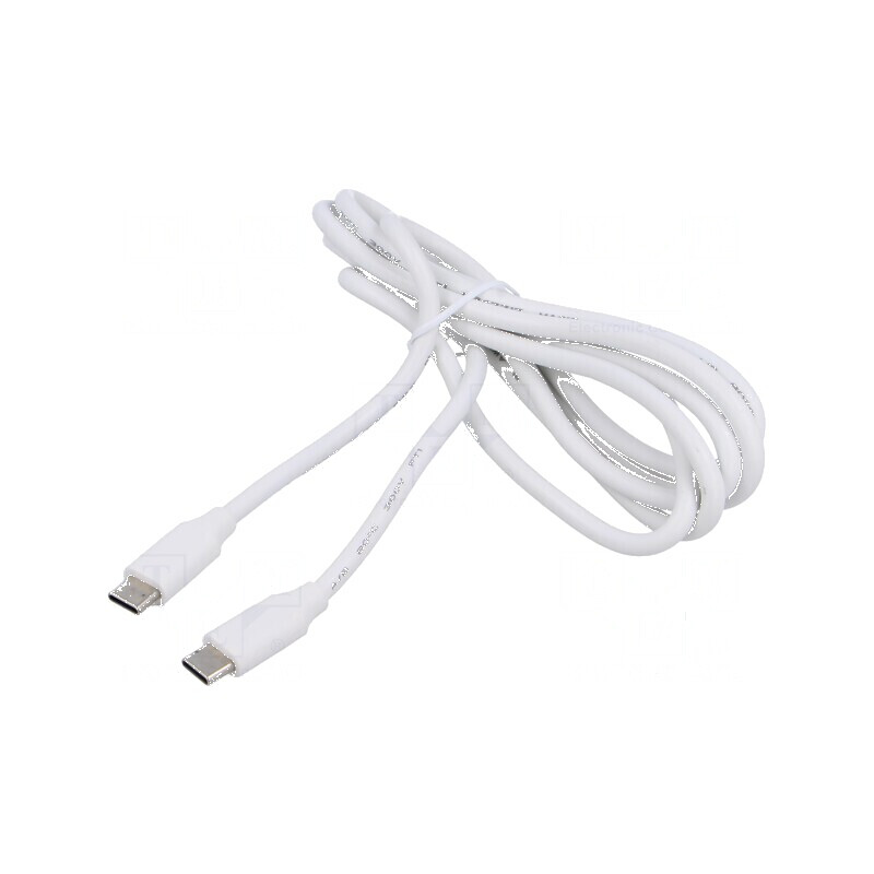 Cablu USB 2.0 USB C 1,5m alb PVC 60W | Electronic-mag.ro | Componente Electronice