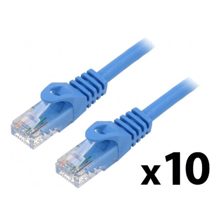 Patch cord U/UTP 6 litat CCA PVC albastru 1m 26AWG | Electronic-mag.ro | Componente Electronice