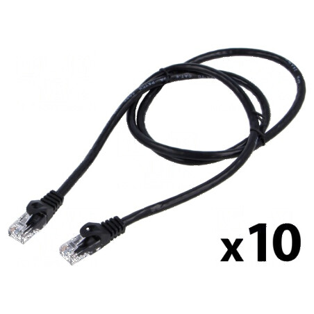 Cablul de rețea U/UTP 6 litat CCA PVC negru 1m 26AWG | Electronic-mag.ro | Componente Electronice