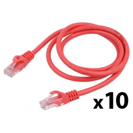 Cabluri patch U/UTP 6 litat CCA PVC roșu 1m 26AWG, set 10 bucăți | Electronic-mag.ro | Componente Electronice