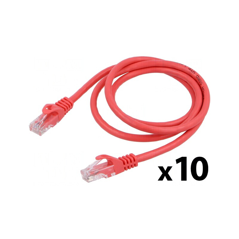 Cabluri patch U/UTP 6 litat CCA PVC roșu 1m 26AWG, set 10 bucăți | Electronic-mag.ro | Componente Electronice