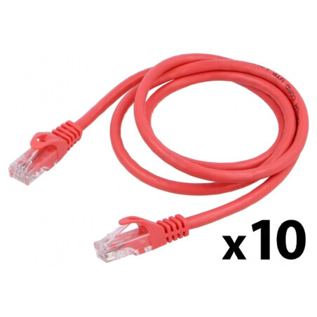 Cabluri patch U/UTP 6 litat CCA PVC roșu 1m 26AWG, set 10 bucăți | Electronic-mag.ro | Componente Electronice