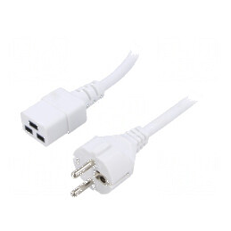 Cablu 3x1,5mm2 CEE 7/7 IEC C19 mamă PVC 2m alb | Electronic-mag.ro | Componente Electronice
