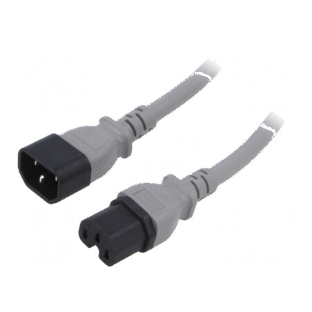 Cablu IEC C14 C15 1,8m 3x14AWG 15A gri PVC | Electronic-mag.ro | Componente Electronice