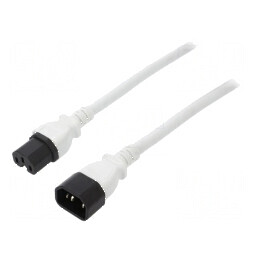Cablu IEC C14 C15 3x14AWG 1,8m alb 15A | Electronic-mag.ro | Componente Electronice