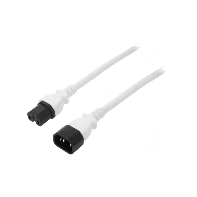 Cablu IEC C14 C15 3x14AWG 1,8m alb 15A | Electronic-mag.ro | Componente Electronice Cablu IEC C14 C15 3x14AWG 1,8m alb 15A | Electronic-mag.ro | Componente Electronice
