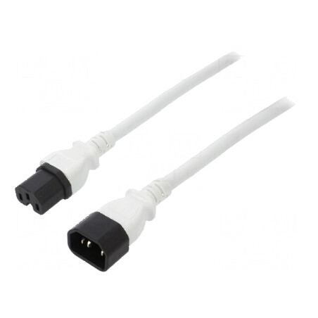 Cablu IEC C14 C15 3x14AWG 1,8m alb 15A | Electronic-mag.ro | Componente Electronice