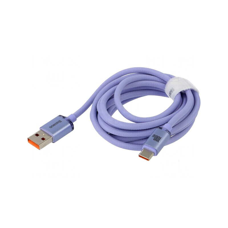 Cablu USB 2.0 A la C 2m violet textil 100W | Electronic-mag.ro | Componente Electronice