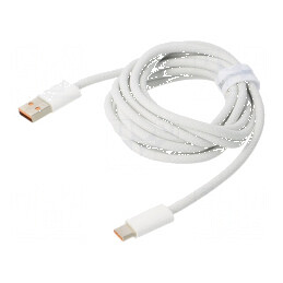 Cablu USB 2.0 A la C 2m alb textil 100W | Electronic-mag.ro | Componente Electronice