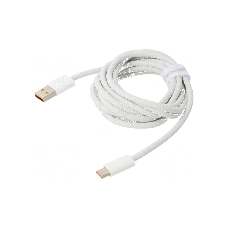 Cablu USB 2.0 A la C 2m alb textil 100W | Electronic-mag.ro | Componente Electronice Cablu USB 2.0 A la C 2m alb textil 100W | Electronic-mag.ro | Componente Electronice