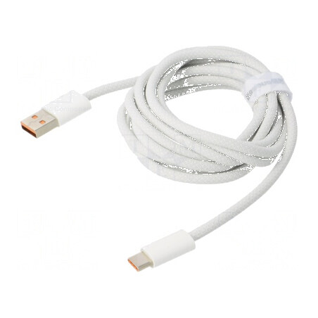 Cablu USB 2.0 A la C 2m alb textil 100W | Electronic-mag.ro | Componente Electronice