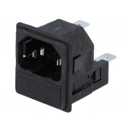 Conector alimentare AC soclu tată 10A 250VAC IEC 60320 | Electronic-mag.ro | Componente Electronice