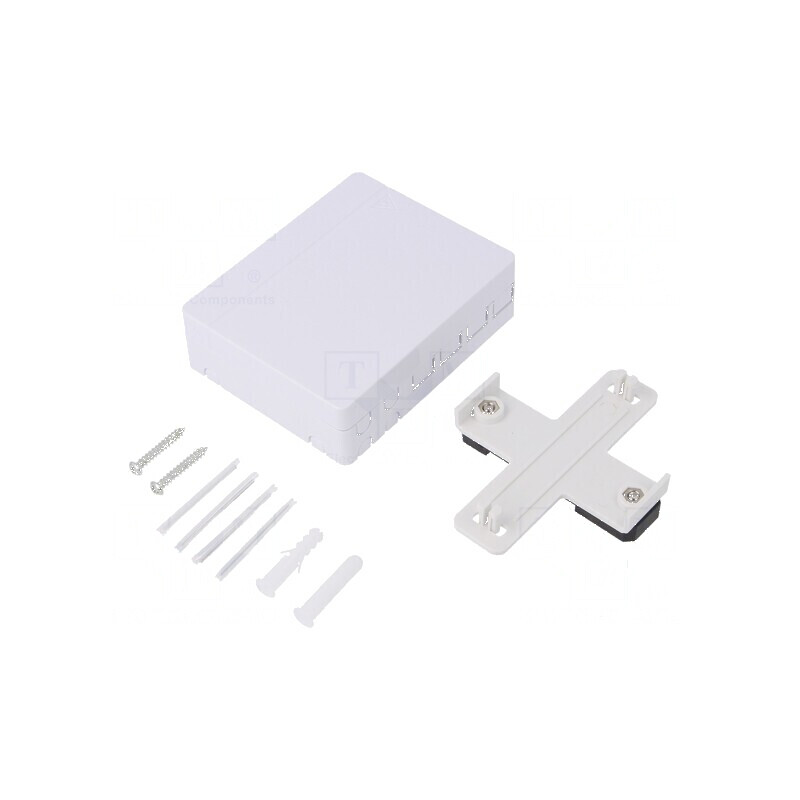 Carcasa albă plastic pentru şină DIN cu 4 porturi | Electronic-mag.ro | Componente Electronice