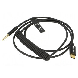 Cablu Jack 3,5mm USB C 1,5m negru cu mufă aurită | Electronic-mag.ro | Componente Electronice