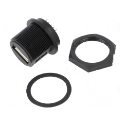 Conector USB A soclu montare panou THT IP68 | Electronic-mag.ro | Componente Electronice