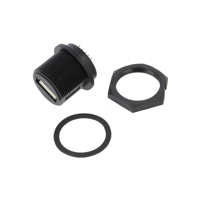 Conector USB A soclu montare panou THT IP68 | Electronic-mag.ro | Componente Electronice