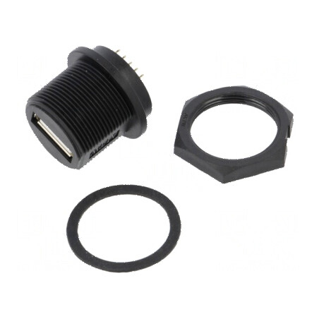Conector USB A soclu montare panou THT IP68 | Electronic-mag.ro | Componente Electronice
