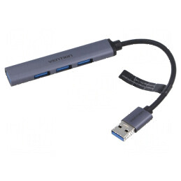 Hub USB A x4, USB 2.0 și 3.0, 0.15m, gri | Electronic-mag.ro | Componente Electronice