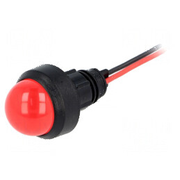 Lampă LED convexă roșie 220VDC Ø13mm IP40 plastic | Electronic-mag.ro | Componente Electronice