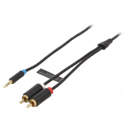 Cablu audio Jack 3,5mm la RCA x2, 10m, placare aurită, negru | Electronic-mag.ro | Componente Electronice