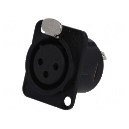 Conector XLR soclu mamă 3 pini cu buton lipire neagră 16A | Electronic-mag.ro | Componente Electronice