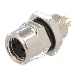 Conector M8 mamă 3 pini pentru montare pe panou cu piuliță din spate | Electronic-mag.ro | Componente Electronice