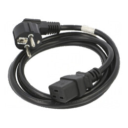 Cablu CEE 7/7 mufă IEC C19 mamă PVC 1,8m negru | Electronic-mag.ro | Componente Electronice