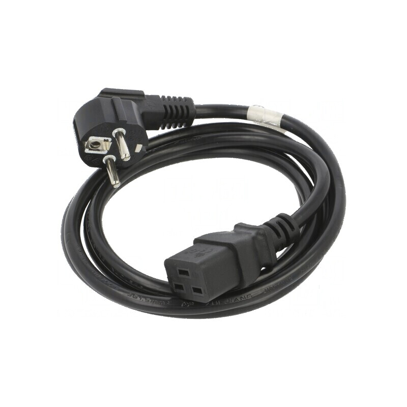 Cablu CEE 7/7 mufă IEC C19 mamă PVC 1,8m negru | Electronic-mag.ro | Componente Electronice