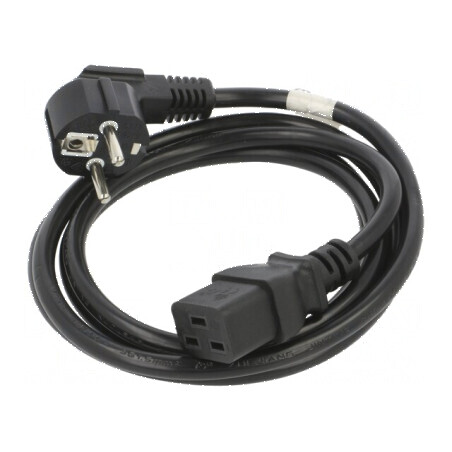 Cablu CEE 7/7 mufă IEC C19 mamă PVC 1,8m negru | Electronic-mag.ro | Componente Electronice