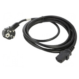 Cablu CEE 7/7 ştecăr unghi, IEC C13 mamă, PVC, 3m | Electronic-mag.ro | Componente Electronice