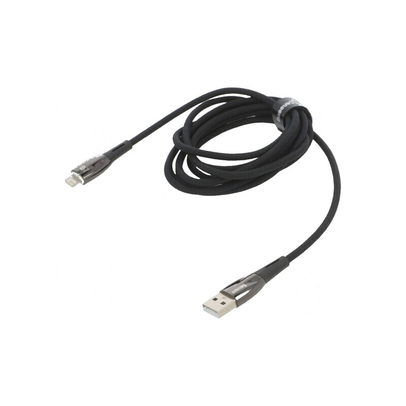 Cablu USB 2.0 Apple Lightning la USB A, 2m, negru, 2,4A | Electronic-mag.ro | Componente Electronice Cablu USB 2.0 Apple Lightning la USB A, 2m, negru, 2,4A | Electronic-mag.ro | Componente Electronice