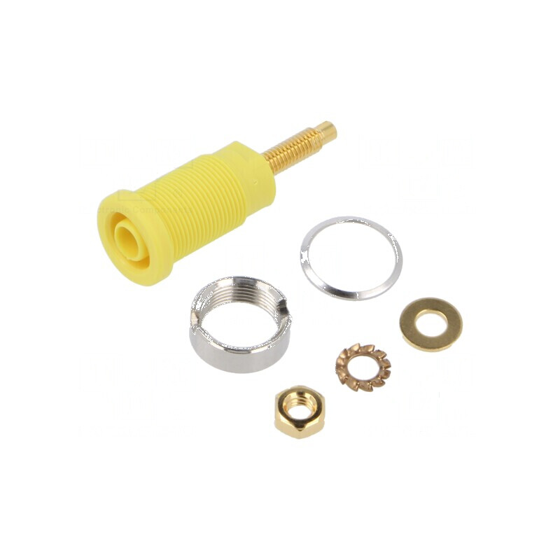 Conector banană 4mm soclu 32A 1kV galben aurit pe panou | Electronic-mag.ro | Componente Electronice Conector banană 4mm soclu 32A 1kV galben aurit pe panou | Electronic-mag.ro | Componente Electronice