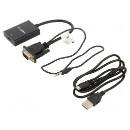 Adaptor HDMI cu Jack 3,5mm și VGA, 0,2m, negru | Electronic-mag.ro | Componente Electronice