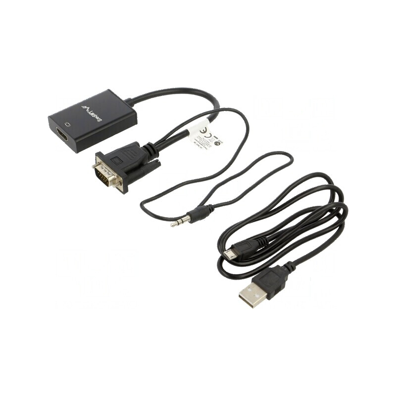 Adaptor HDMI cu Jack 3,5mm și VGA, 0,2m, negru | Electronic-mag.ro | Componente Electronice