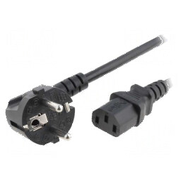 Cablu 3x1mm2 CEE 7/7 ştecăr unghi IEC C13 mamă PVC | Electronic-mag.ro | Componente Electronice