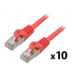 Patch cord F/UTP 6 litat CCA PVC roșu 0,25m 26AWG | Electronic-mag.ro | Componente Electronice