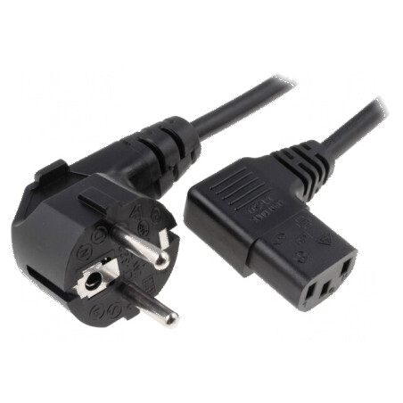 Cablu 3x1mm2 CEE 7/7 ştecăr unghi IEC C13 mamă 90° | Electronic-mag.ro | Componente Electronice
