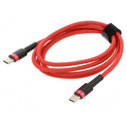 Cablu USB-C 1m roșu textil 60W | Electronic-mag.ro | Componente Electronice