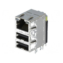 Conector RJ45 la 2x USB-A ecranat, soclu PIN 8 | Electronic-mag.ro | Componente Electronice