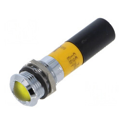 Lampă LED plată galbenă 230VAC Ø14mm IP67 8mcd | Electronic-mag.ro | Componente Electronice