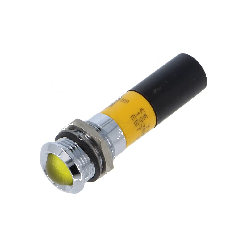 Lampă LED plată galbenă 230VAC Ø14mm IP67 8mcd | Electronic-mag.ro | Componente Electronice