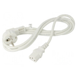 Cablu CEE 7/7 unghi, IEC C13 mamă 2m alb PVC | Electronic-mag.ro | Componente Electronice