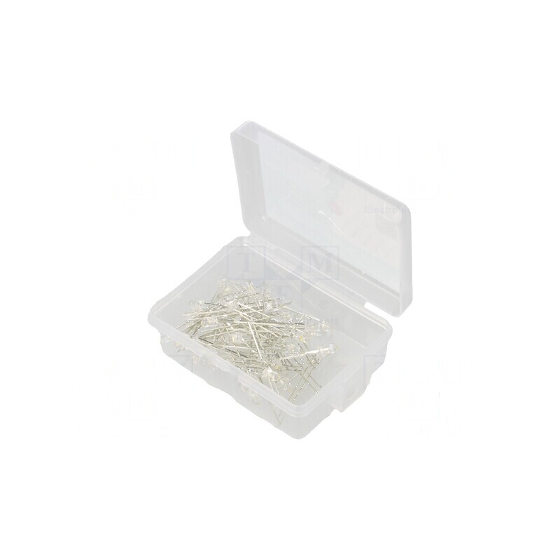 Set LED THT 3mm 50buc alb cald 7,5mA 30° cutie plastic | Electronic-mag.ro | Componente Electronice Set LED THT 3mm 50buc alb cald 7,5mA 30° cutie plastic | Electronic-mag.ro | Componente Electronice